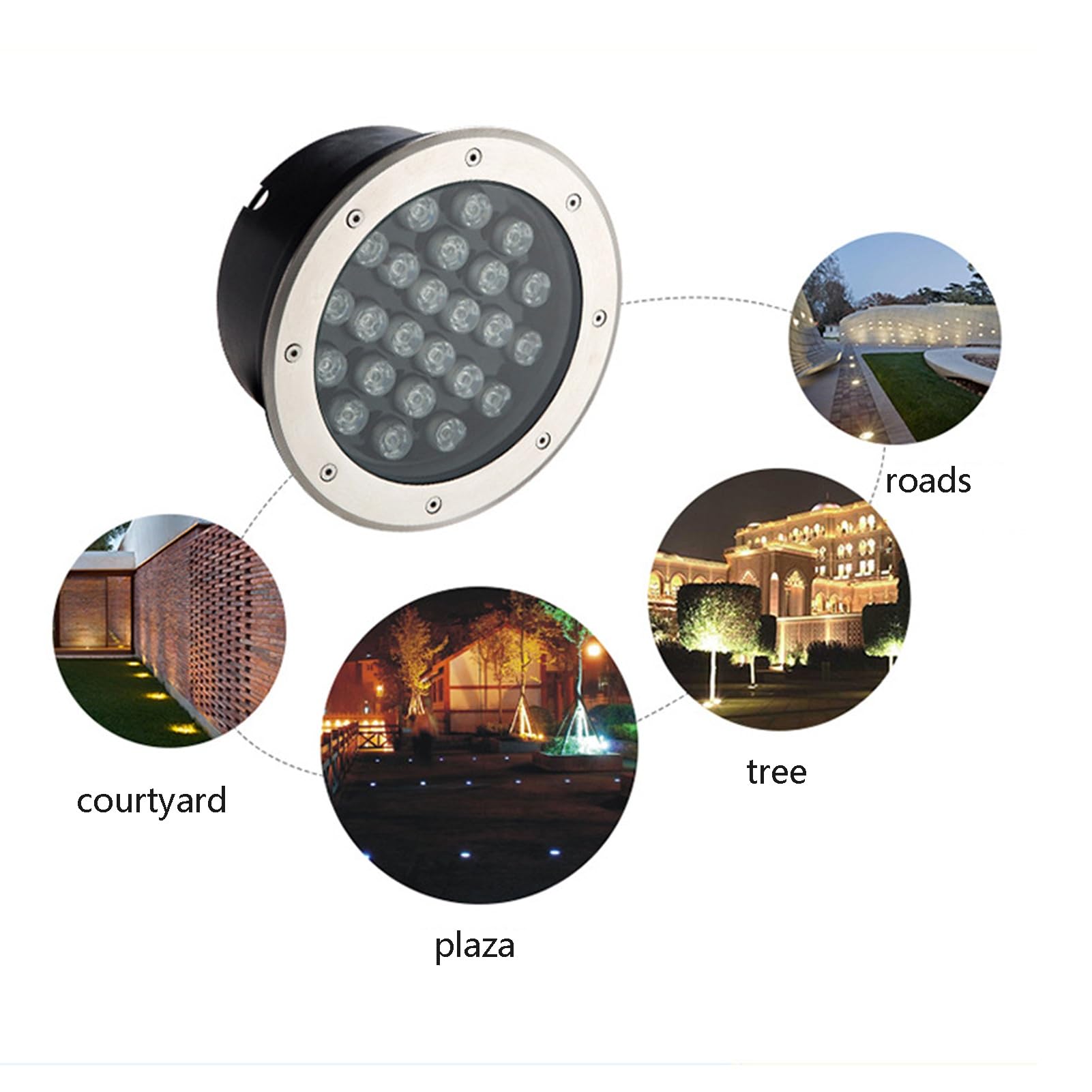 Luci LED da incasso per pavimenti, IP66, impermeabili, per vialetti, terrazze, scale, giardino, rotondo, AC 85-265 V