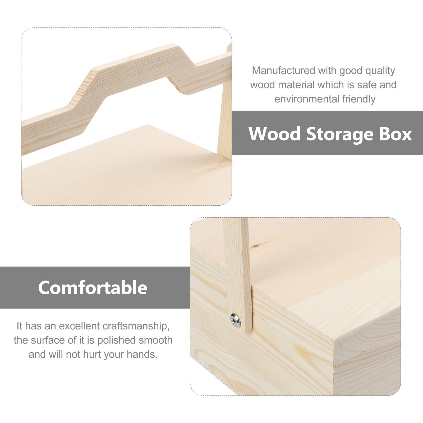 minkissy Caja Vintage de Almacenamiento Portátil de Madera con Asa