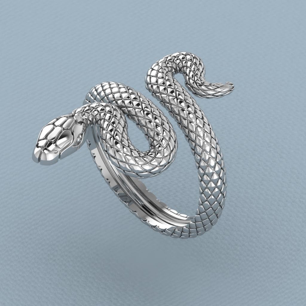 Luxury Gold Snake Ring, Textured Metallic Serpent Design, Statement Jewelry Piece, Coiled Snake Shape