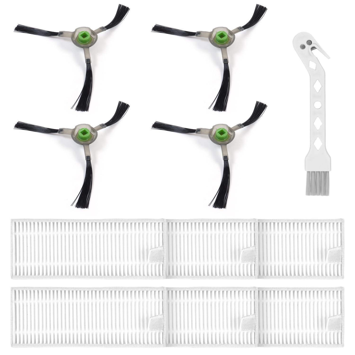 Reliapart Replacement Parts Kit for Lefant OKP life K2/K3/K3A/K4/K5/L3/L1/M210/M210S/M210B/M210P/M213 Robot Vacuums (4x Side Brushes, 6x HEPA Filters & Cleaning Tool)