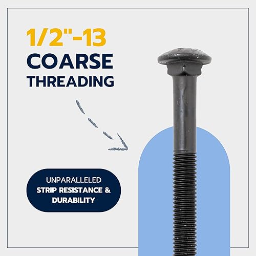 Miniatura 5 de El kit de pernos negros de carro de 1/2 pulgada x 10 pulgadas incluye 12 pernos, 12 arandelas y 12 tuercas, revestimiento de cerámica negra Ruspert