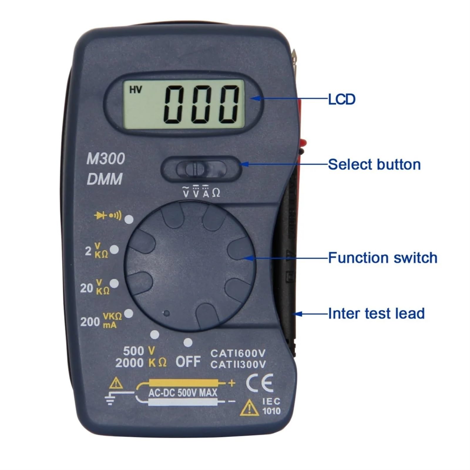Multimetr cyfrowy, 10Pcs/lot Ultra-thin Digital Multimeter M300 Mini Pocket Integrated Multimeter AC DC Ammeter Voltmeter Ohmmeter BatteryTest Wszechstronne możliwości pomiarowe