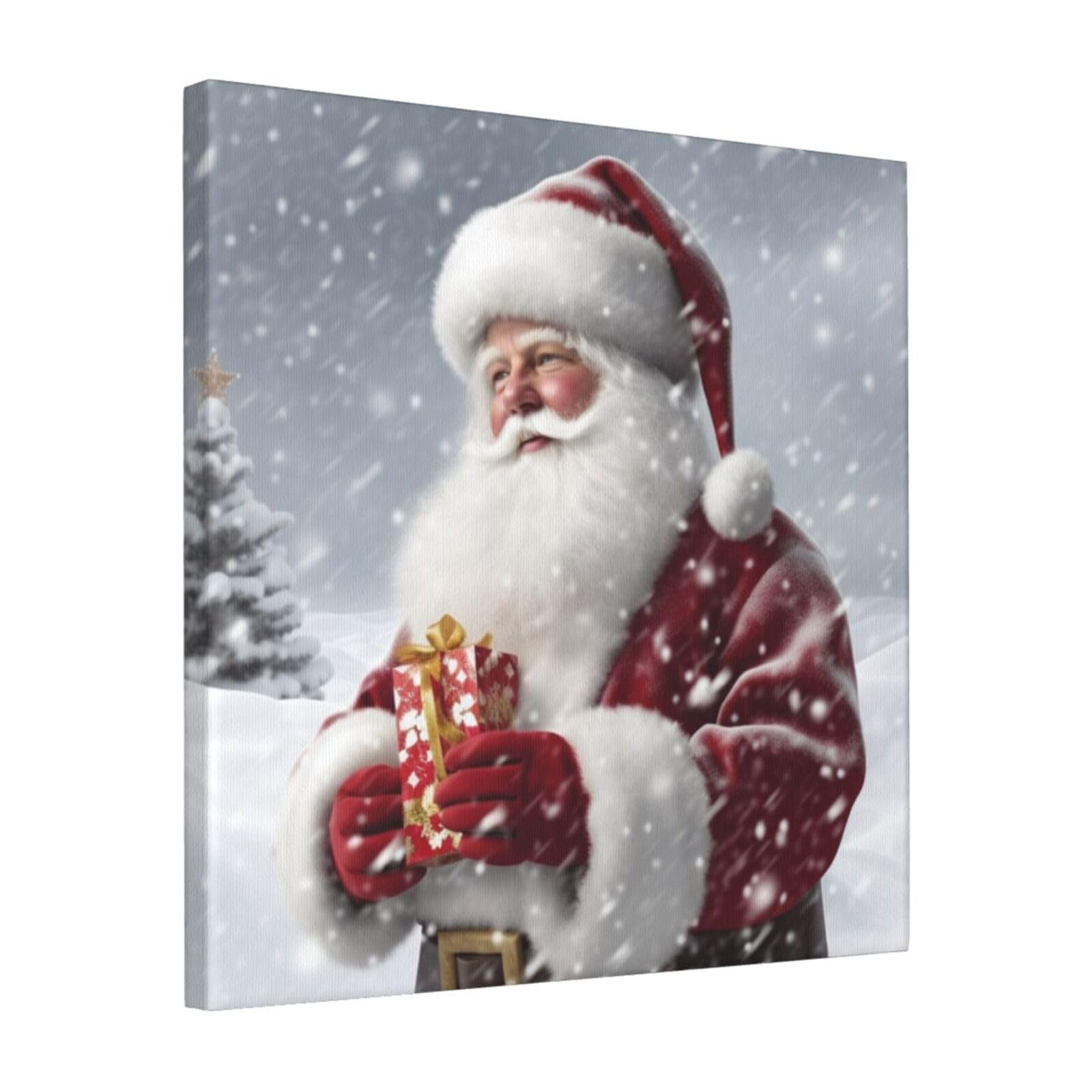 FodPand Santa Claus Snow Secenry Canvas Wall Art for Living Room Wall Decor 16"x16" Modern Artwork Painting Pictures Hanging Canvas Prints Aesthetic Wall Art for Bedroom Bathroom Office Wallart Decor