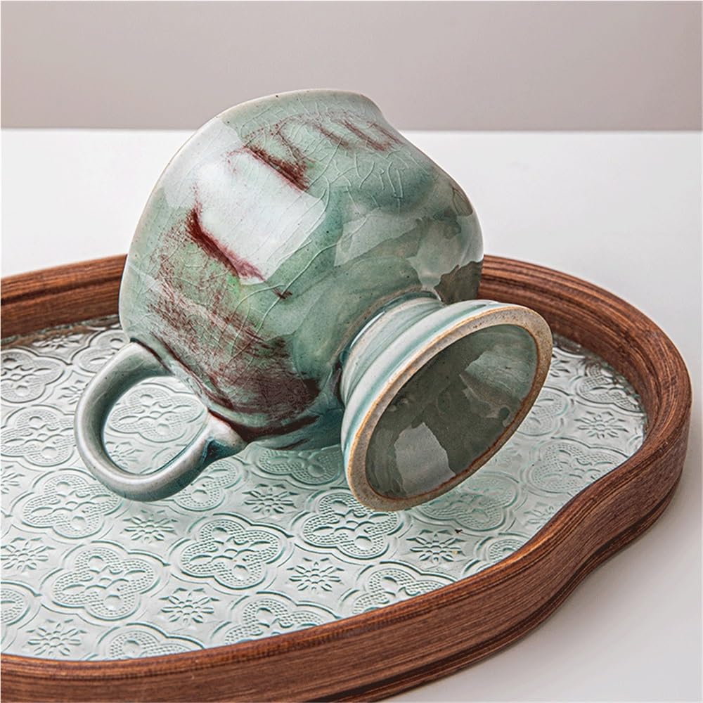 Tazze da caffè, Tazza da caffè con piede alto smaltata ghiaccio incrinato Gradiente in ceramica 8,12 once for negozi