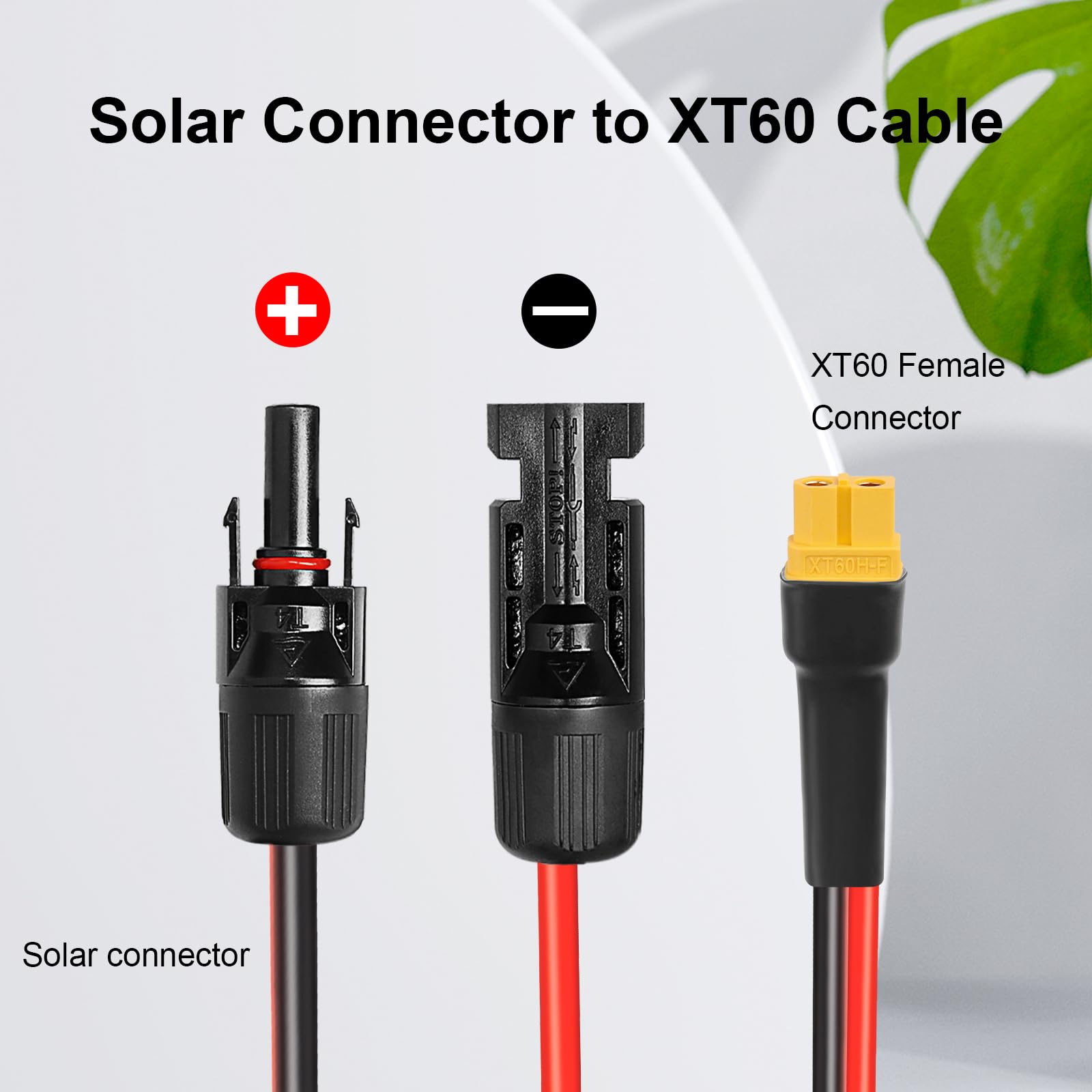 XRDS -RF Conector solar a cable XT60 de 30 pies, 10 AWG solar a XT60 hembra, cable de alimentación nominal de 600 V para paneles solares, baterías, estaciones eléctricas, transferencia de alta
