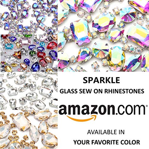 AB Sew On Rhinestones, Choupee 130PCS Sew On Rhinestone Metal Back Prong Setting Sewing Claw Rhinestone Mixed Shapes Sew On Glass Gems for Jewelry, Clothes, Costume, Shoes,Dress, Garments by Choupee - Used condition - Image 4
