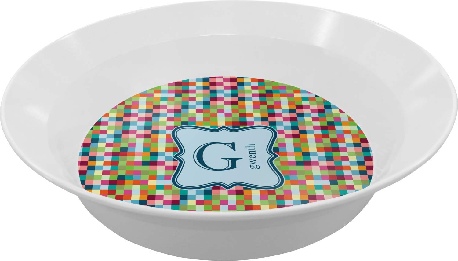 Personalized Retro Pixel Squares Melamine Bowl - 12 oz