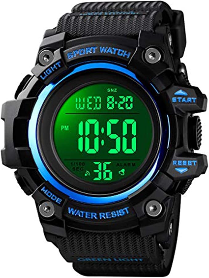 Mens Digital Sports Watches Military Waterproof Stopwatch Outdoor Army Watches for Men, with LED BackLigh/Alarm/Date/Shockproof Wristwatch