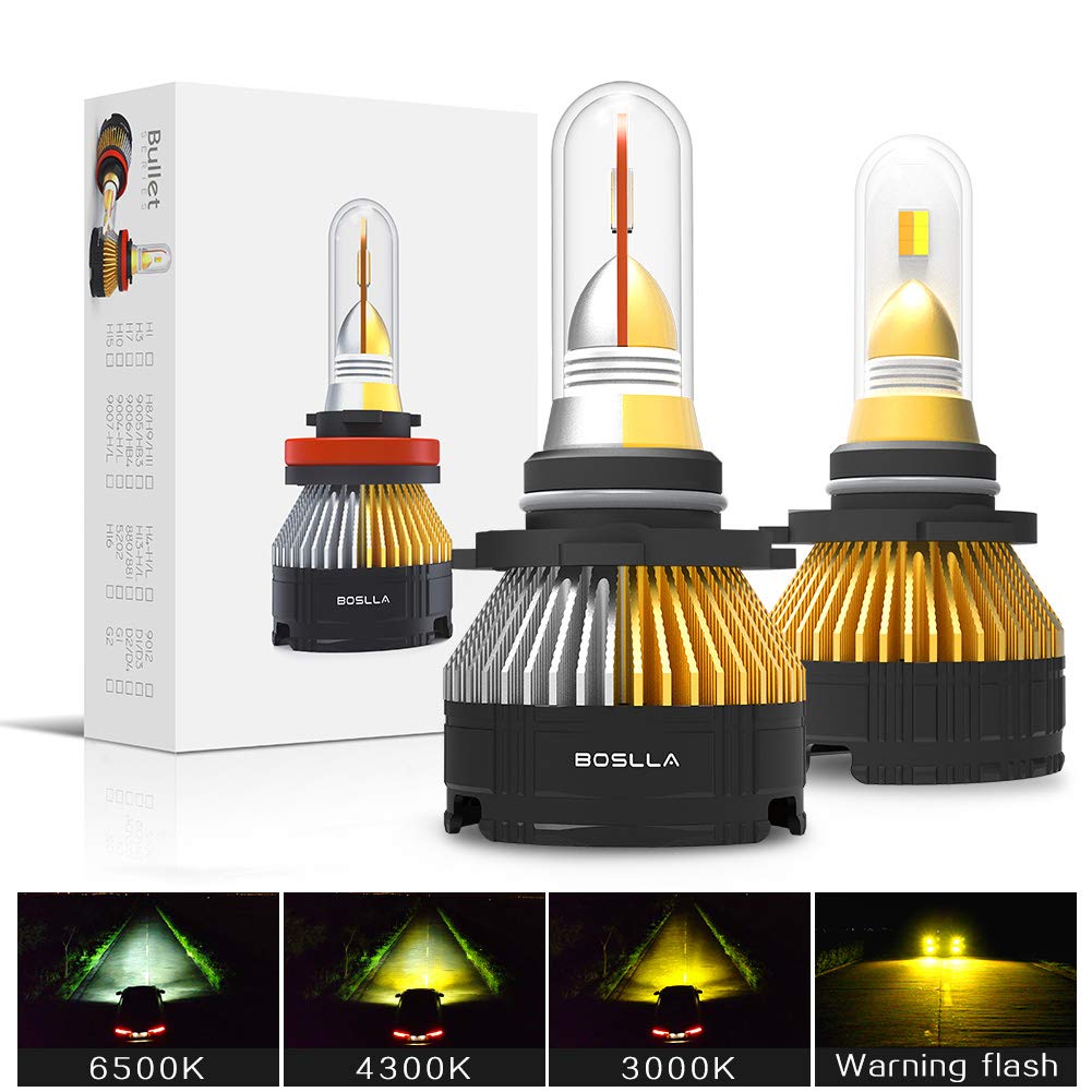 Boslla 9005/HB3 Headlight Bulb, 3 Color 4 Modes, 6500K/4300K/3000K Light White/Warm/Yellow Light Bul
