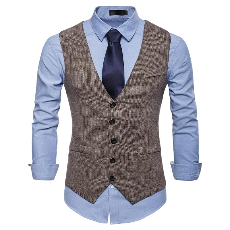 Chaleco de traje retro evita el frío de otoño manteniendo la elegancia masculina