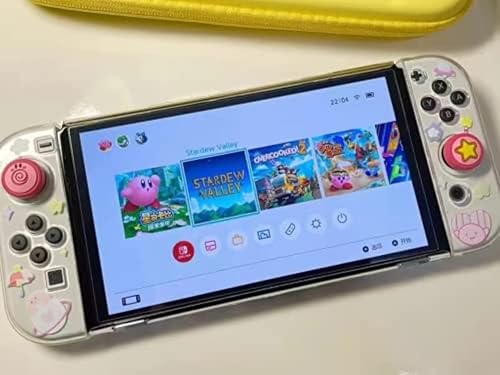 Miniatura 6 de ENFILY Cute Kirby Protective Case for Nintendo Switch OLED Cute Bling Clear Soft TPU Slim Cover Kawaii Dockable Case for NS Sparkle Skin Set