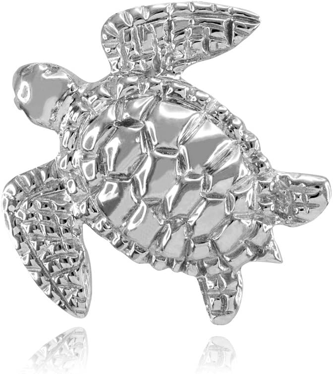 925 Sterling Silver Textured Style Sea Turtle Charm Pendant
