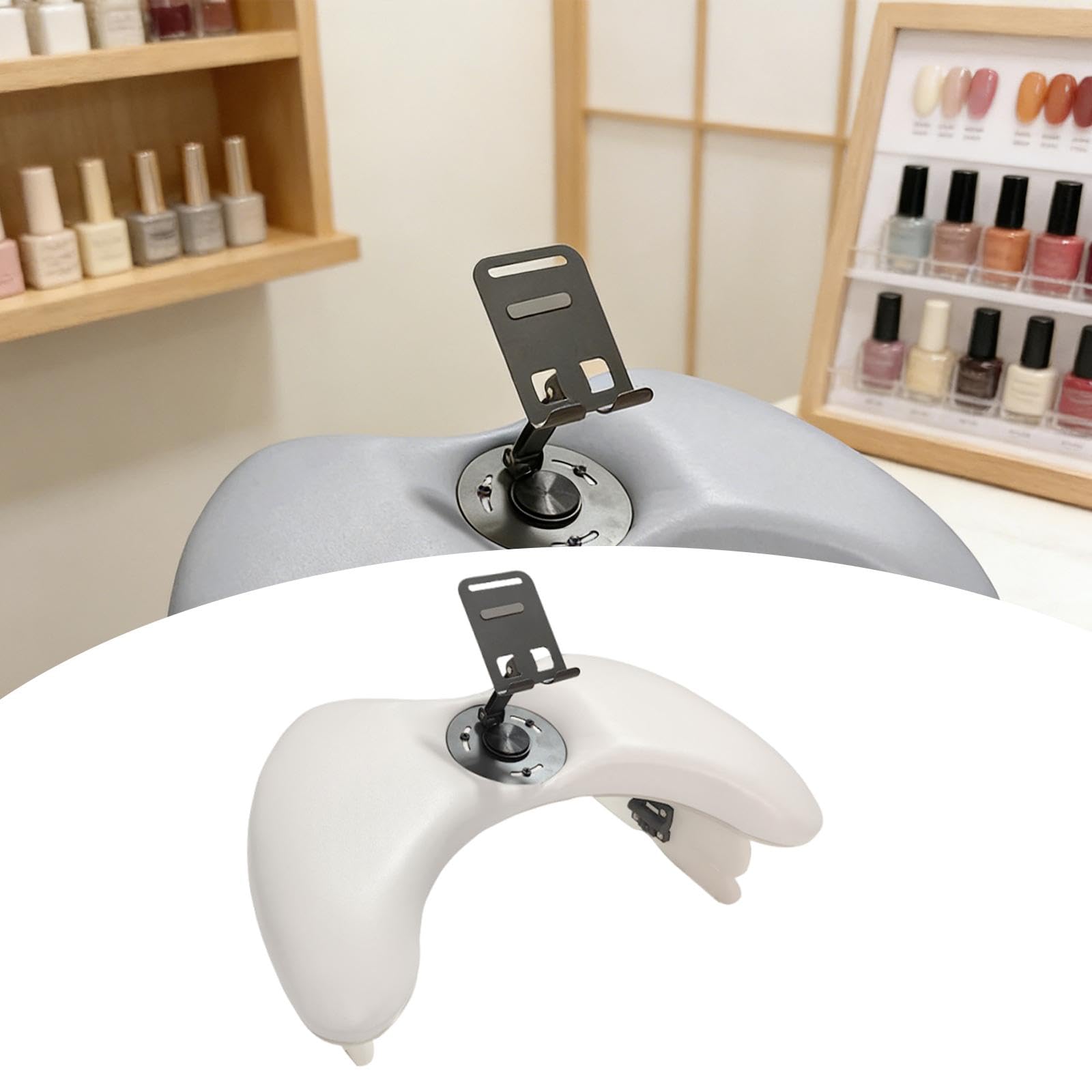 Cuscino per Manicure Poggiapolso Poggiabraccio Unghie Cuscino Manicure Pieghevole Altezza Regolabile PU Comodo per Trattamento Lungo Adatto a Salone S, Bianco con Staffa