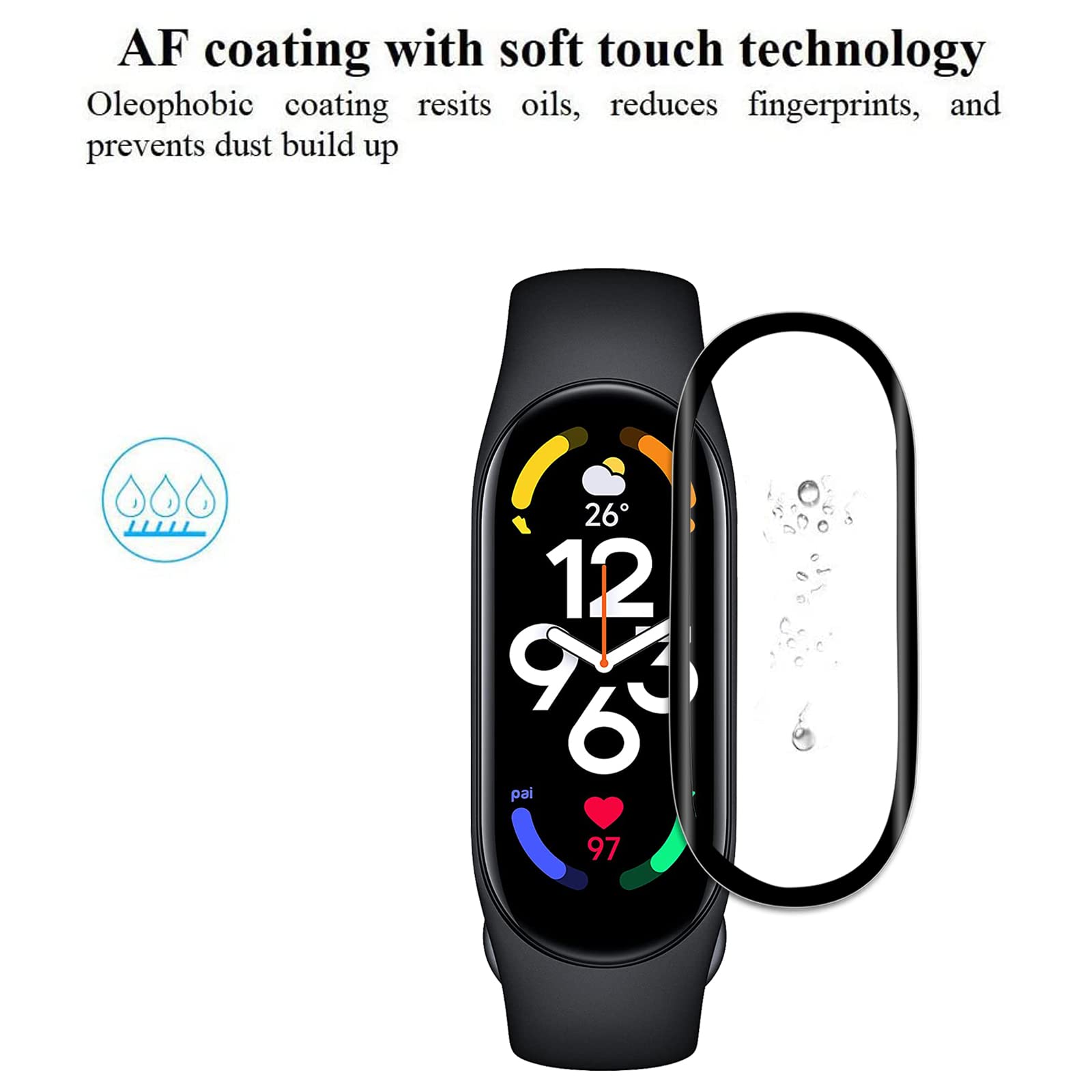 Micnos 4 Pellicole Protettive Per Huawei Band 7 – Trasparenti, Antigraffio, 9H, Copertura 3D, Facili Da Applicare
