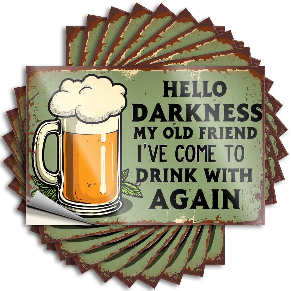 Smiley Face Funny Sticker, Emo Room Decor Tumbler Hello Darkness, My Old Friend. I've Come to Drink with Again. | Funny Quote Thankful Decals(6X9CM)