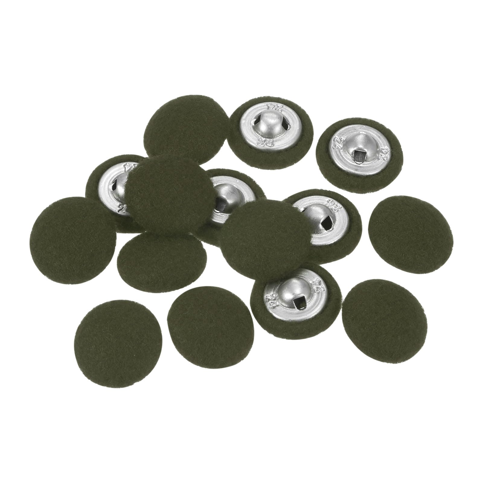 QUARKZMAN 10 Stück Stoffbezogene Knöpfe 15mm Runde Plüsch Bezogene Metall Knopf Stoff bedeckt mit Metallschaft Nähknöpfe Bastelknöpfe zum Nähen Basteln für Anzüge Strickjacke, Marinegrün