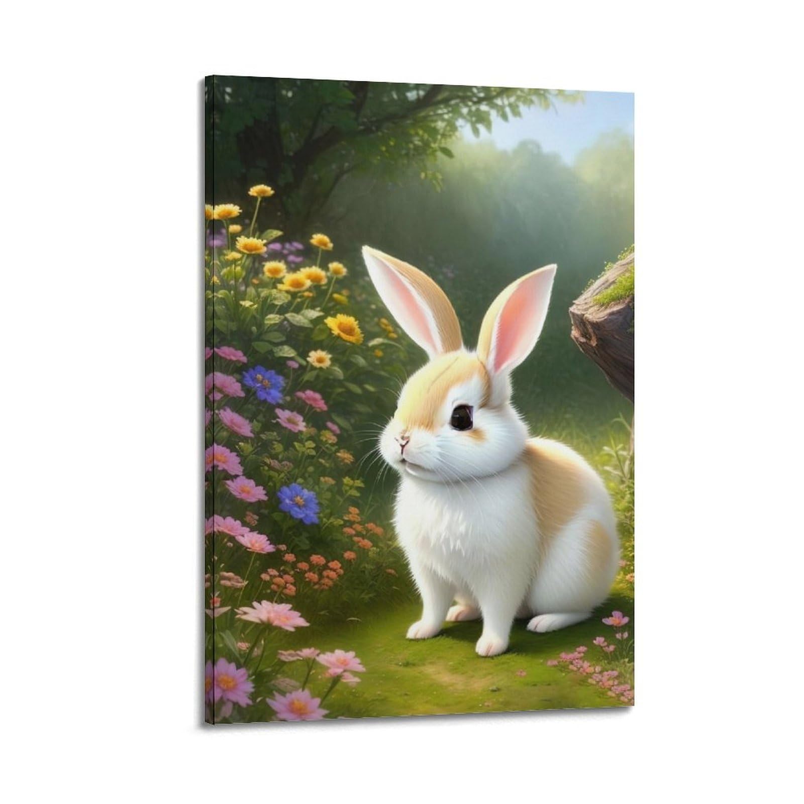 WZKTCL Animal Poster Bunny on The Grass Poster Decorative Painting Canvas Wall Posters And Art Picture Print Modern Family Bedroom Decor Posters 24x36inch(60x90cm)