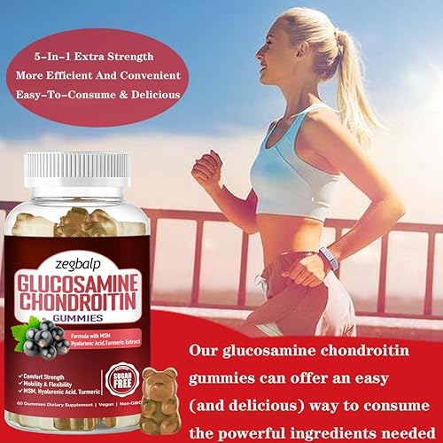Miniatura 4 de ZEGBALP Gomitas de glucosamina y condroitina, suplementos para adultos, hombres y mujeres, 1500 mg masticables de glucosamina extra fuerte con MSM