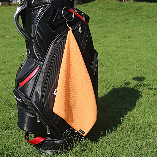 Image of Handy Picks Microfiber Golf Towel (16 inch X 16 inch) with Carabiner Clip, Waffle Pattern Golf Towel Hook and Loop Fastener - The Convenient Golf Cleaning Towel