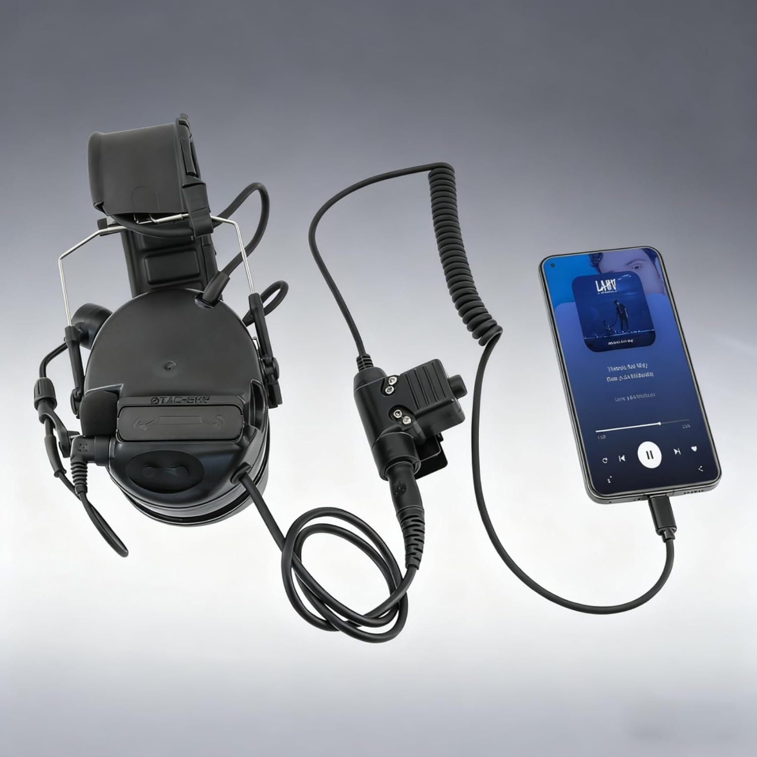 U94 PTT Adapter for Tactical Headset Compatible with Type-C Plug of Mobie Phone,Spring Coil Design,Military or Civilian Ver (Cilivian Version PTT)