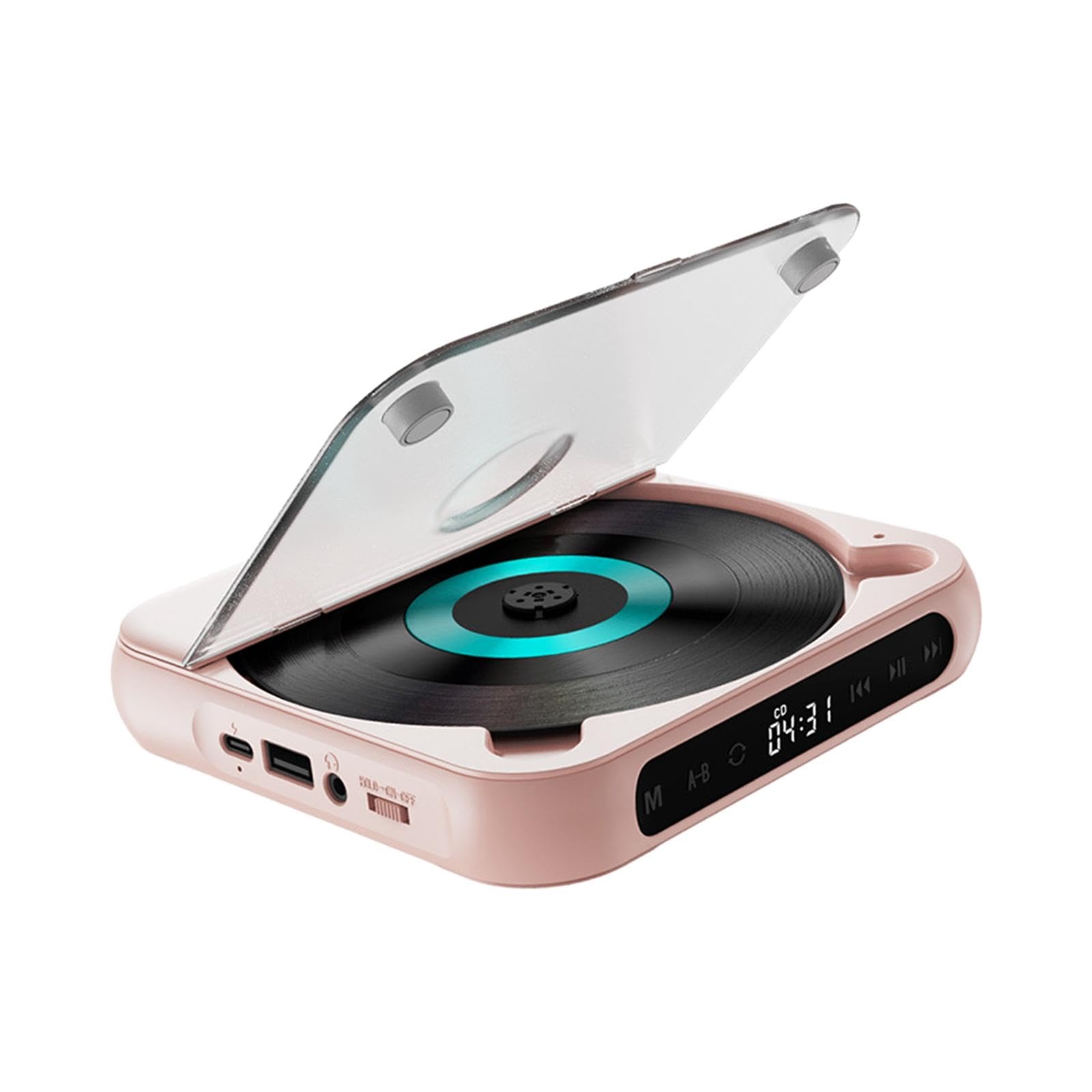 TRENDIVIBE Home CD Player Compact Audio Music Player for Friends Language Learners Kids Pink