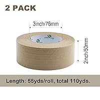 Vista 3 de BOMEI PACK Paquete de 2 cintas de papel kraft reforzadas, cinta de embalaje autoadhesiva de papel engomado, para embalaje resistente, envío, mudanza