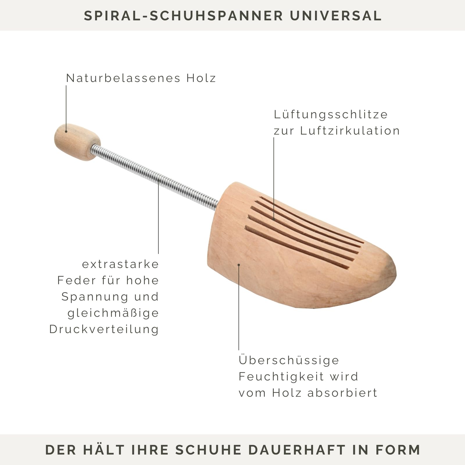 Comfort Concept Schuhspanner Schuhdehner aus Echt-Holz mit Metall-Spiralfeder, Holz-Schuhformer, Schuhstrecker, atmungsaktiv, für Damen und Herren