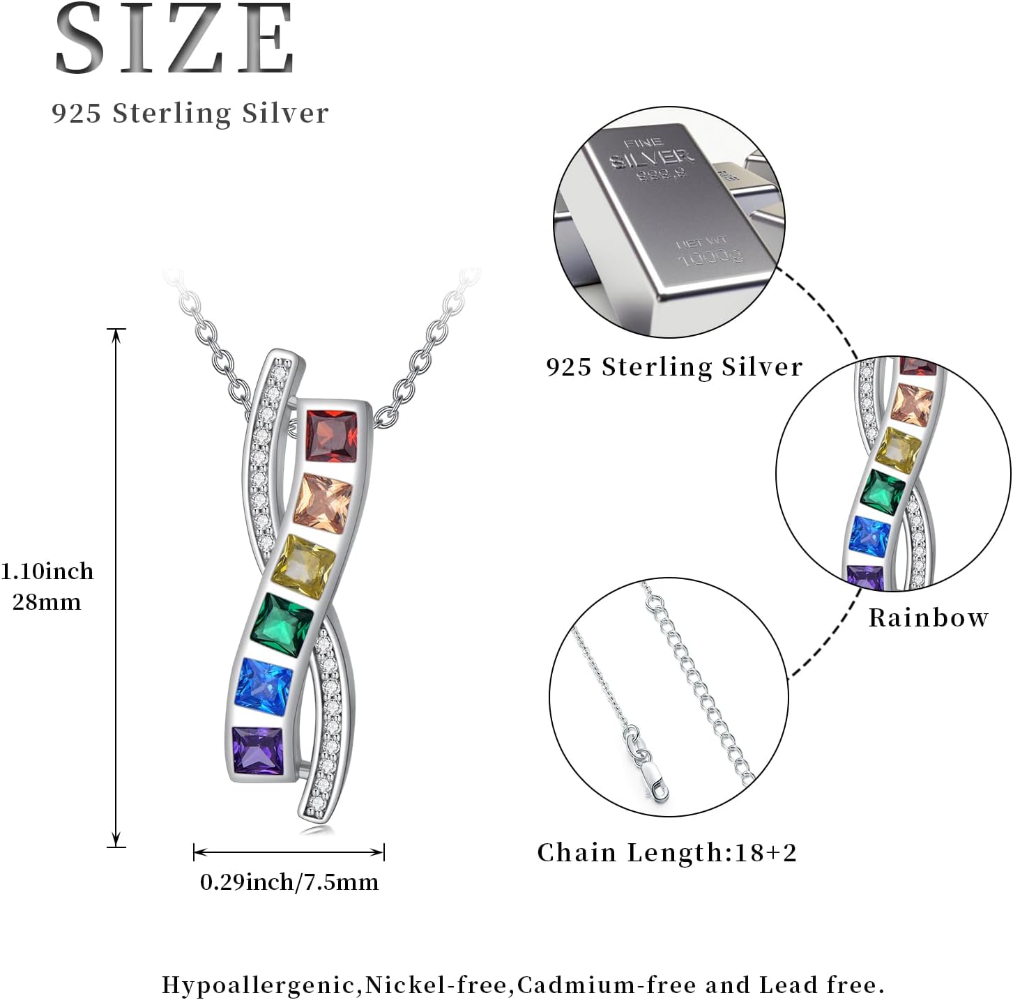 Pride Necklace Gifts for Women Men 925 Sterling Silver Rainbow Pride Pendant LGBT Gay Necklace Jewelry Gifts for Lesbian - Image 4