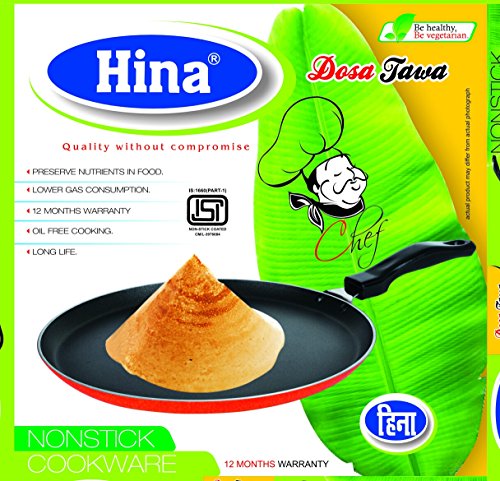 Image of Hina Non Stick Aluminium Tawa, 275 mm, Black, 12 Pieces