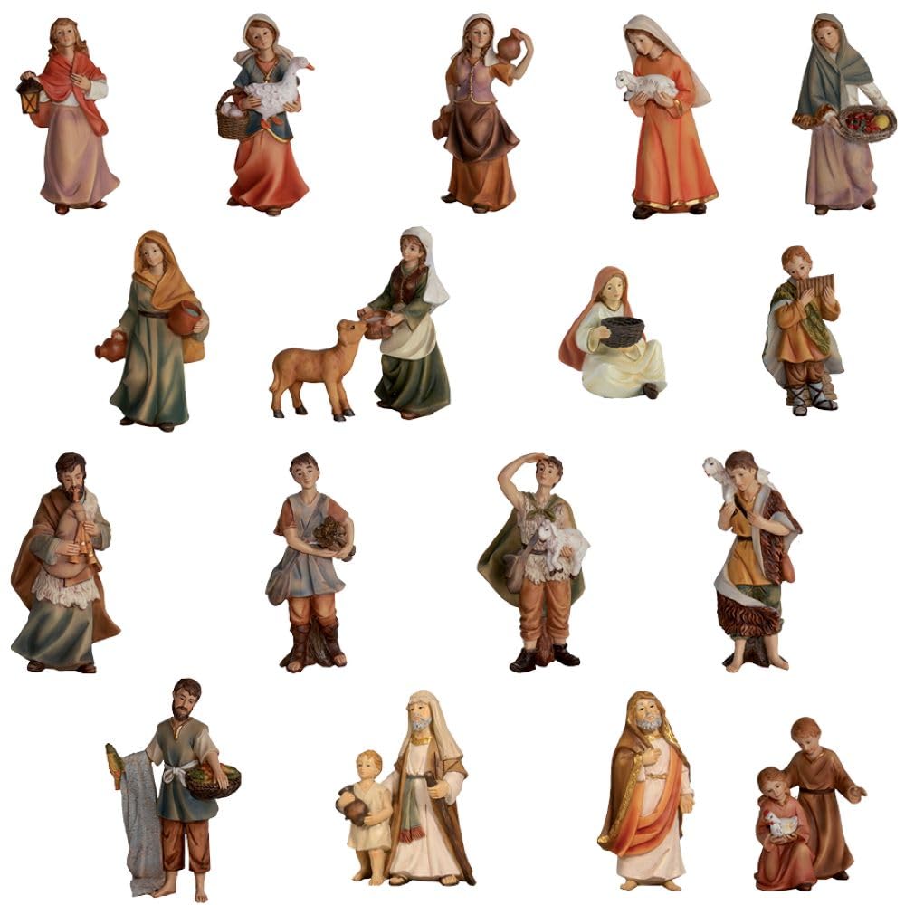 FADEDA 18 figuras de belén de San Marcos, figuras adicionales, altura: 7 cm, pintadas a mano, figuras de belén detalladas, decoración de mesa de Navidad, accesorios para belén