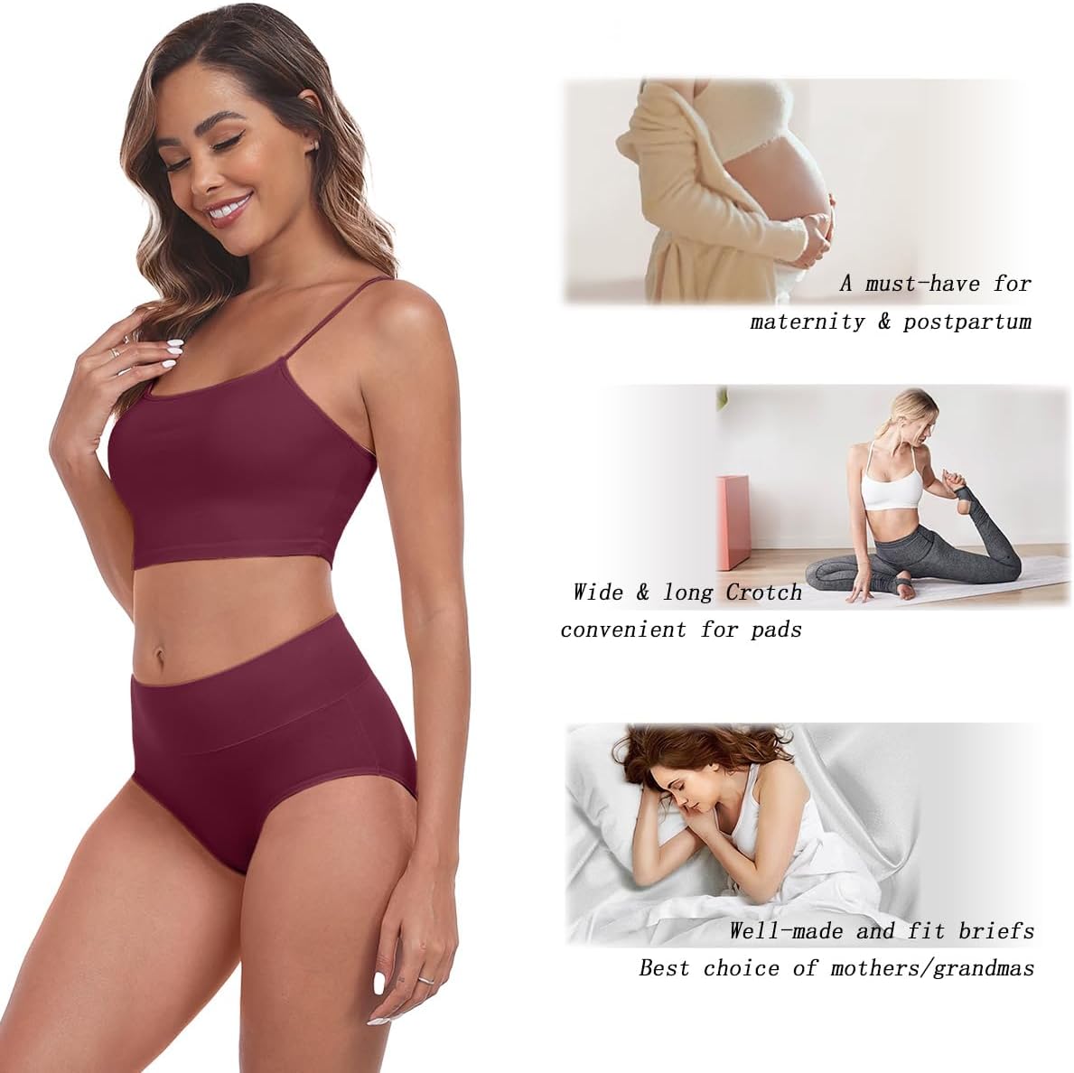 IWOLLENCE Womens Cotton Postpartum Underwear High Waisted Full Coverage Panties Plus Size & Regular - Image 4