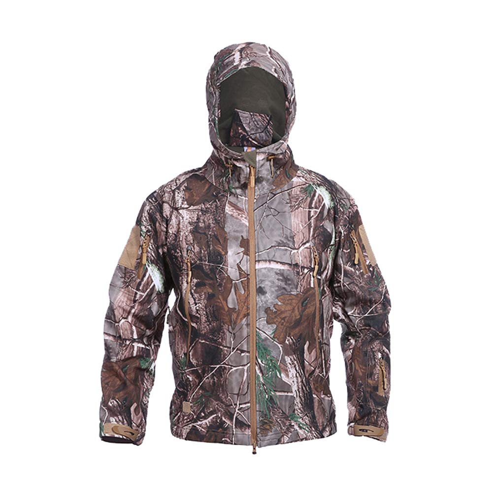 Homme Tactique Camouflage Veste Imperméable Softshell Doublure en Polaire Automne Hiver Outdoor Trekking Chasse Alpinisme Blouson Manteaux à Capuche