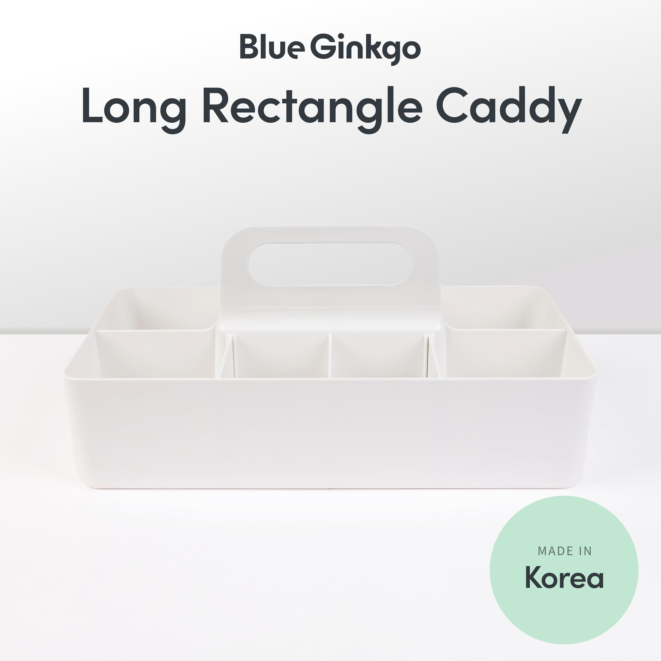 BLUE GINKGO Portaoggetti Multiuso - Caddy in Plastica Impilabile con Maniglia | per Artigianato, Scrivania, Organizzatori e Contenitori Artistici, Trucco (Lungo Rettangolo)