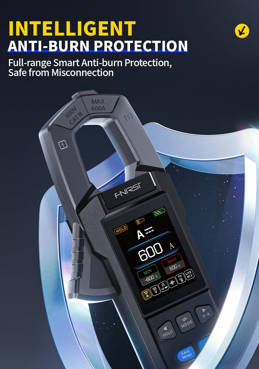 FNRSI DMC-100 Clamp Meter - True RMS, 600A, NCV Detection -6 FNRSI DMC-100 Clamp Meter - True RMS, 600A, NCV Detection -6