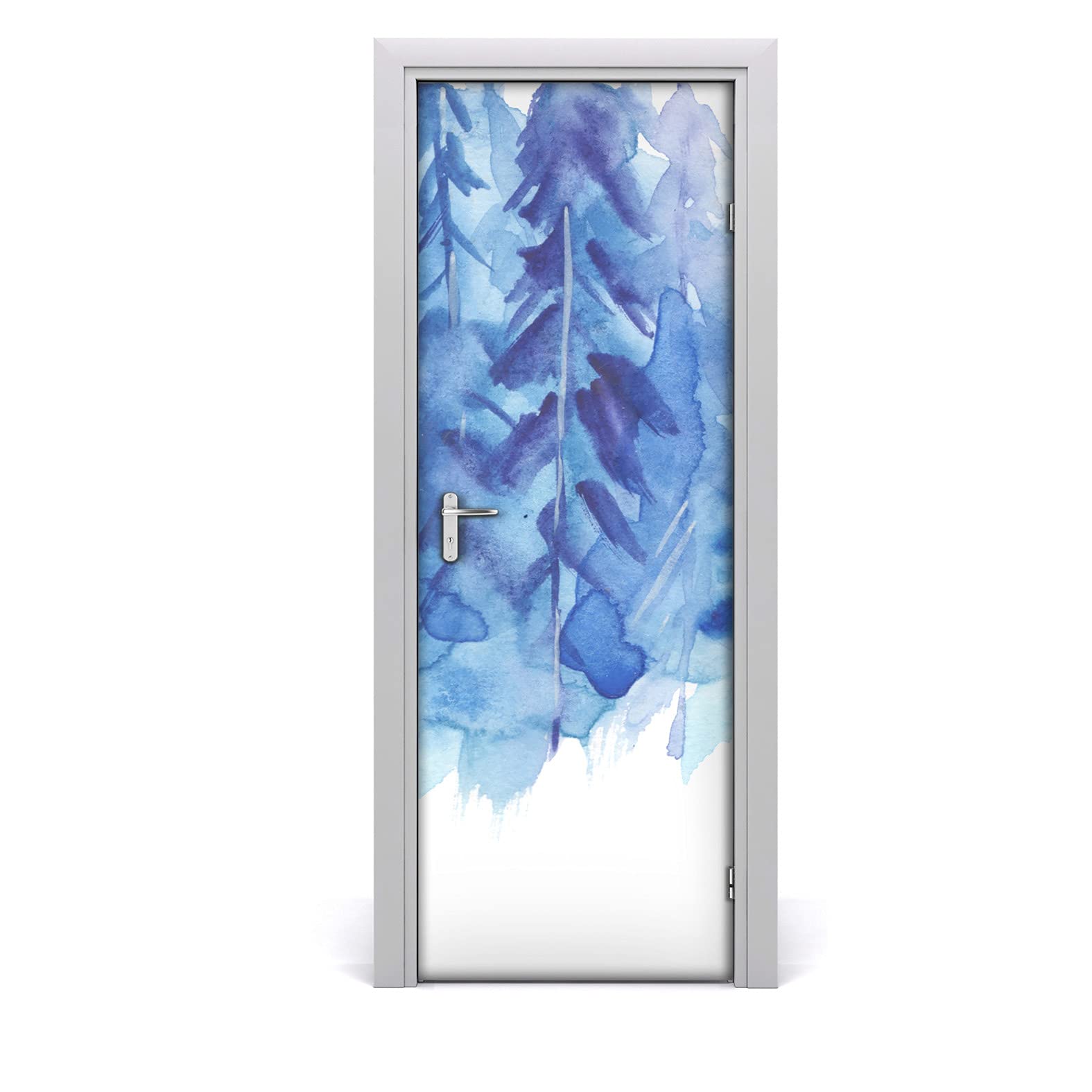 Papier peint sur la porte arbres d'hiver Coloray autocollant 85x200cm