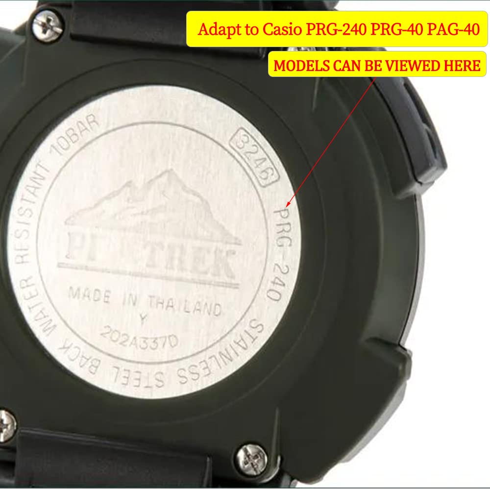 RCNZWQB Rubber Replacement band Compatible with Casio PRG-240 PRG-40 Pathfinder Series Silicone Strap Waterproof Sport Wrist Band