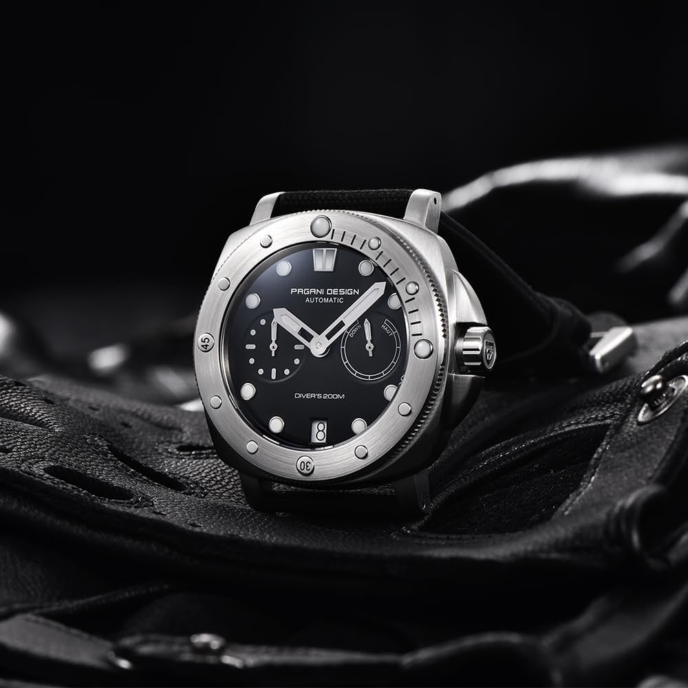 Pagani Design 1767 Orologio Automatico da Uomo 41MM Cassa in Acciaio Inossidabile Specchio Zaffiro Cinturino in Nylon