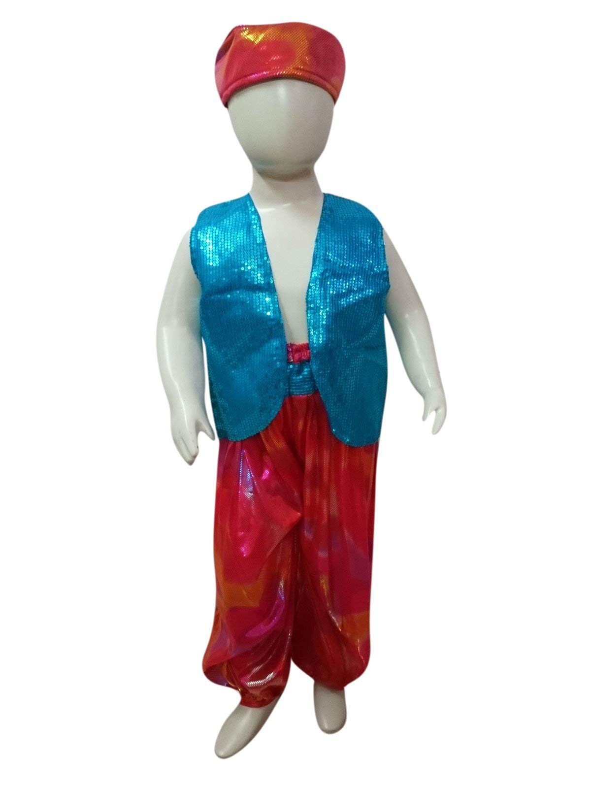 BookMyCostume Arabian Boys Western Belly Dance Costume Shirt Harem Pant Cap Costume | Blue & Red 8-10 years (B08KT4ZNF6) Amazon Price History, Amazon Price Tracker