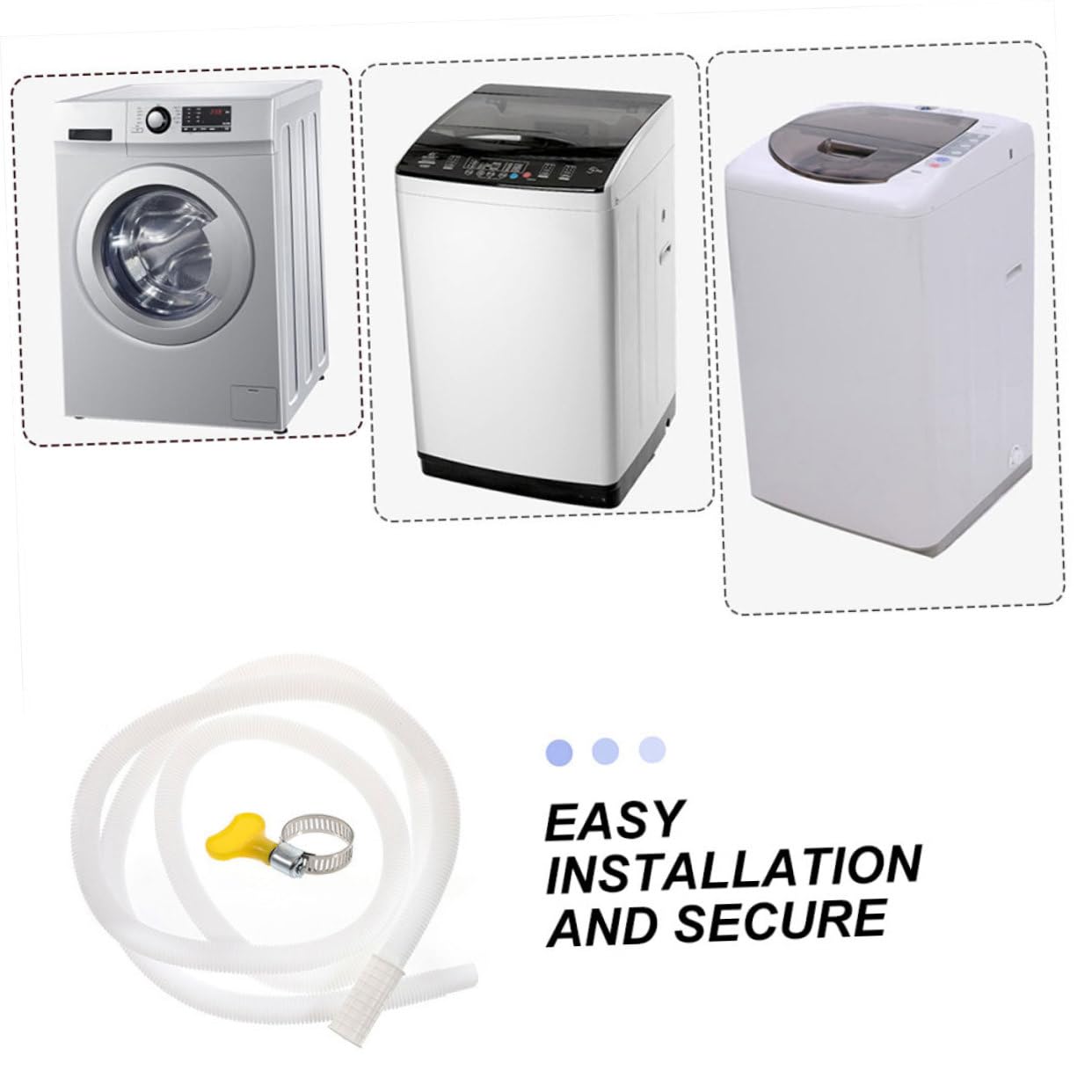 Tubo Flessibile per Scarico Condensa Condizionatore Bianco in Pe e Abs con Morsetto, Resistente e Flessibile, per Scarico Acqua Unità Portatile