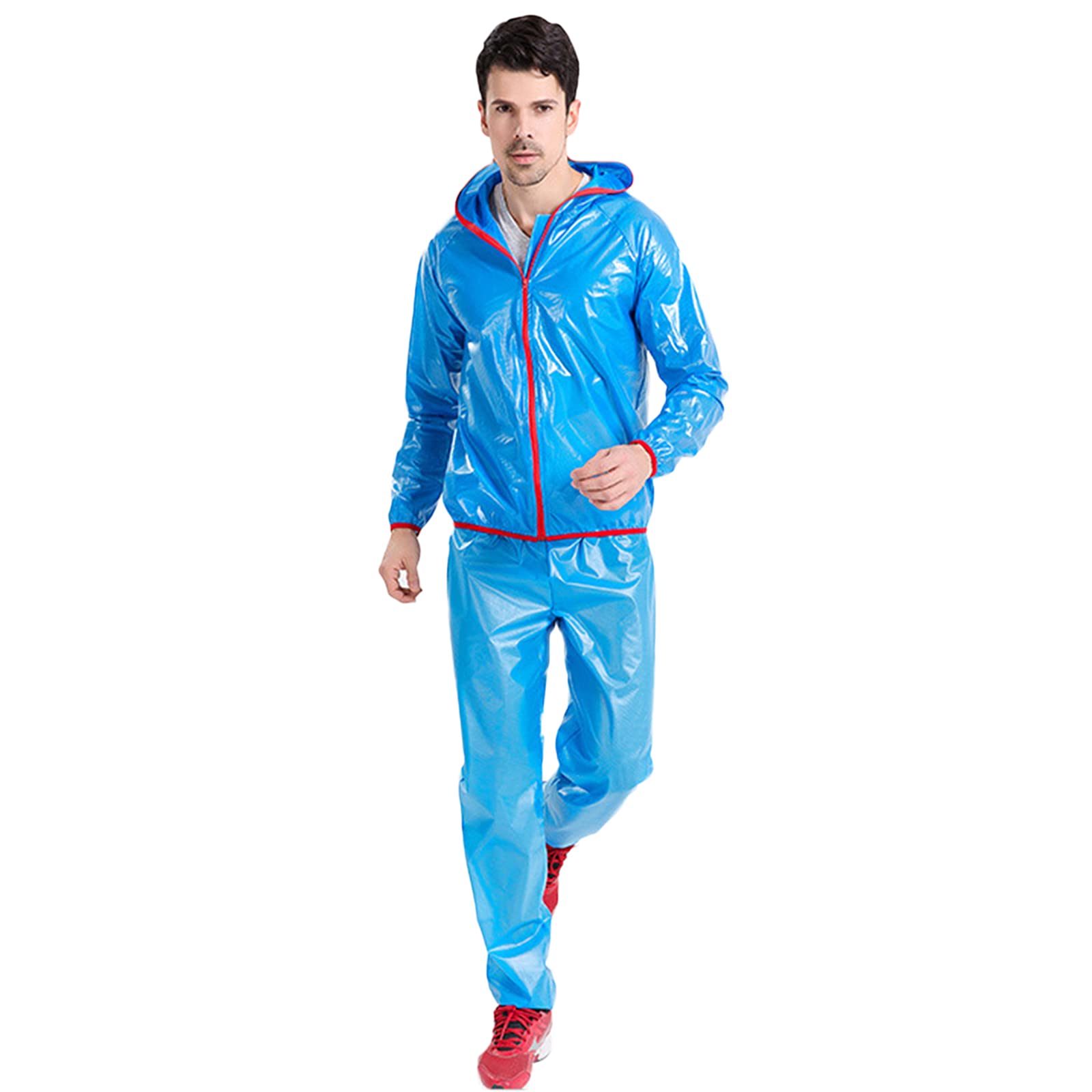 Chubasquero Moto, Chubasquero Hombre Running, Chubasquero Running Hombre, Reutilizable Chubasquero Hombre Mujer Ligero, para Exterior,Senderismo,Azul,XL