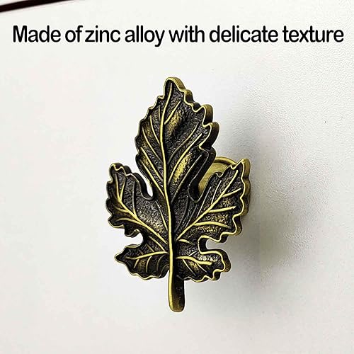 Miniatura 9 de JSBWSFA 4 piezas de hoja de arce con mango creativo de aleación de zinc, pomos de metal para cajones, pomos decorativos para muebles, cajones,