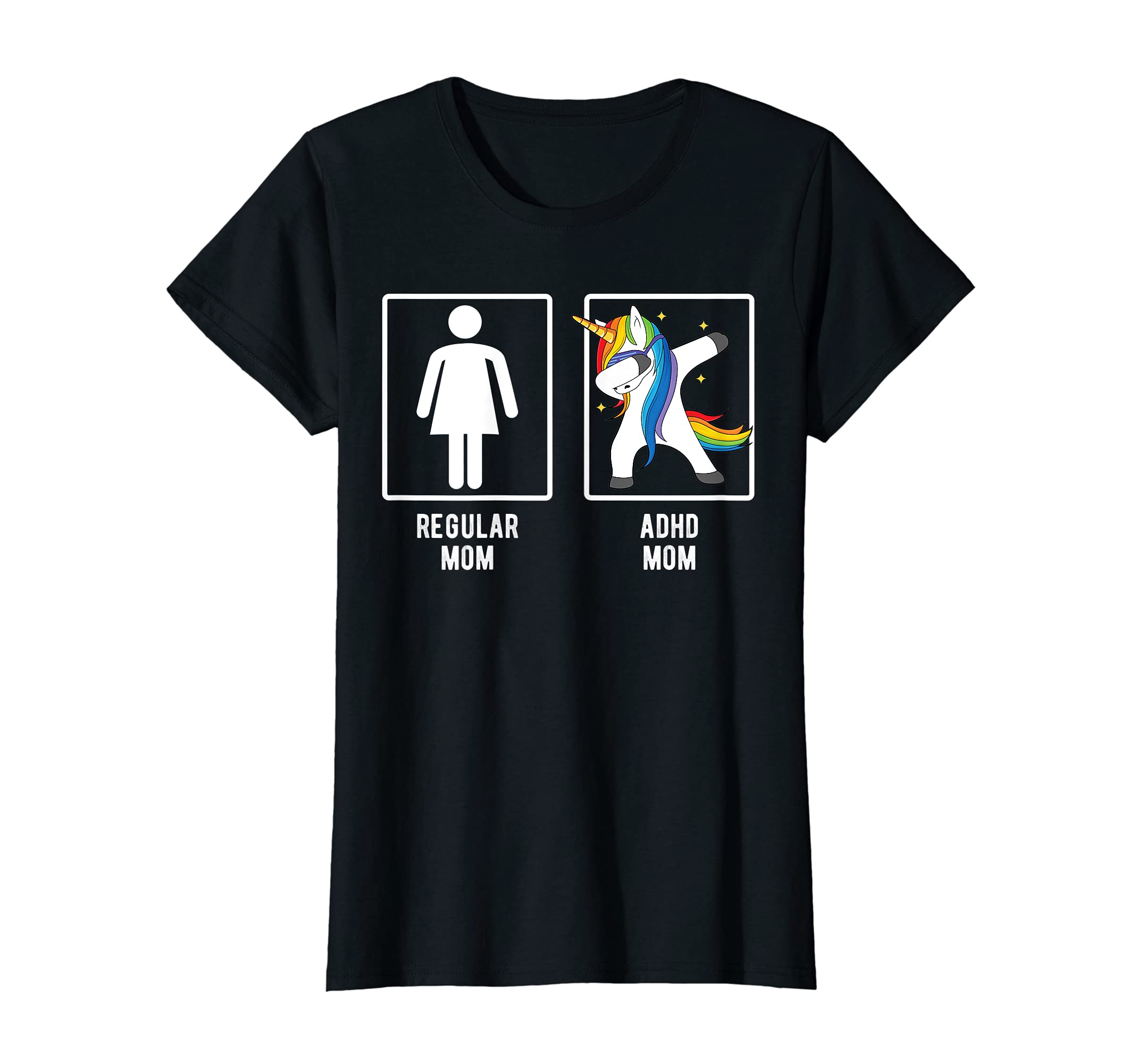 Womens ADHD Awareness Beautiful Unicon Dabbing ADHD Mom T-Shirt