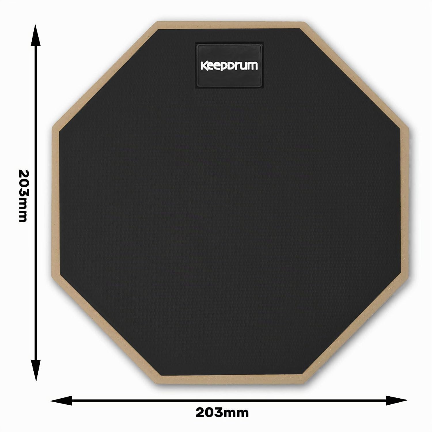 keepdrum DP-BK8 Tapis d'entraînement pour batterie Noir 20,3 cm avec trépied et baguettes