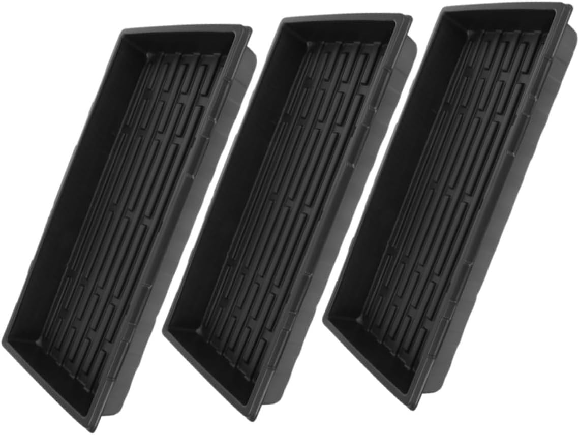 3pcs Thickened Black Plastic Plant Nursery Trays 1.8mm Germination Starter Trays for Indoor Vegetable Seedling Growing and Sprouting