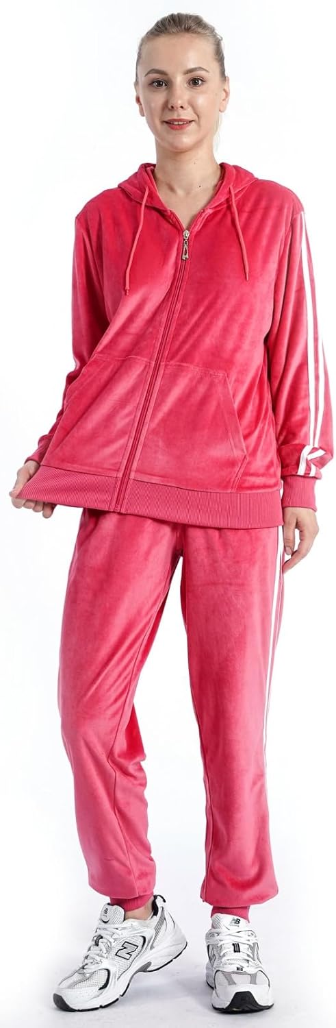 LeeHanTon Women's Tracksuits 2 Piece Outfit Zip Up Hoodie Sweatshirt and Jogger Pant Sweatsuits Set - Image 2
