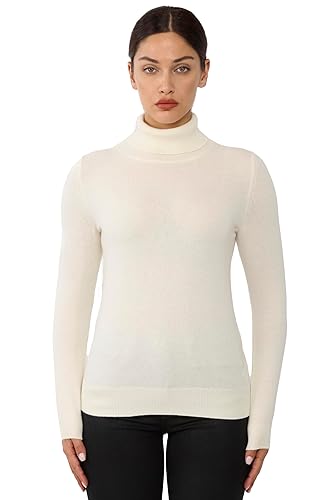 JENNIE LIU Women's 100% Pure Cashmere Long Sleeve Pullover Turtleneck