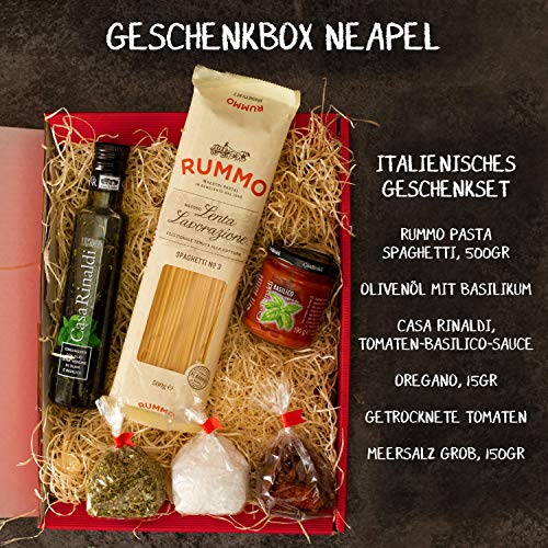 Italienisches Geschenkset Neapel | Geschenkkorb gefüllt mit Pasta & Feinkost Spezialitäten aus Italien | Präsentkorb für Frauen & Männer zu Weihnachten – Bild 3