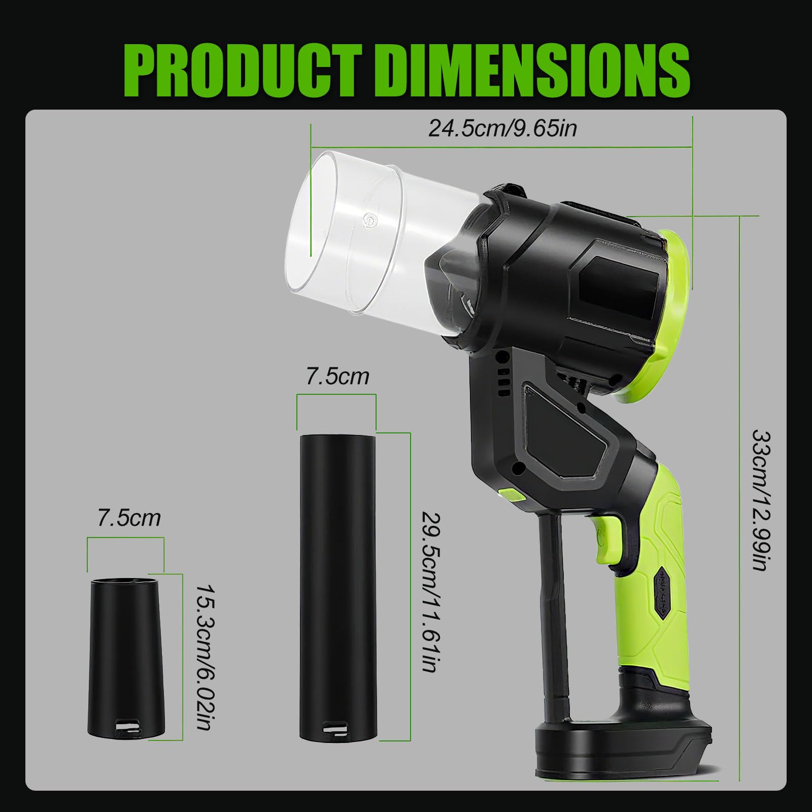 Soplador de Hojas Inalámbrico - Motor sin Escobillas 947W, Flujo de Aire Máx. 381CFM, 4 Velocidades (25-58m/s), Escoba de Aire Ligera para Hojass/Césped/Terraza/Jardín/Limpieza de Autos 2Battery