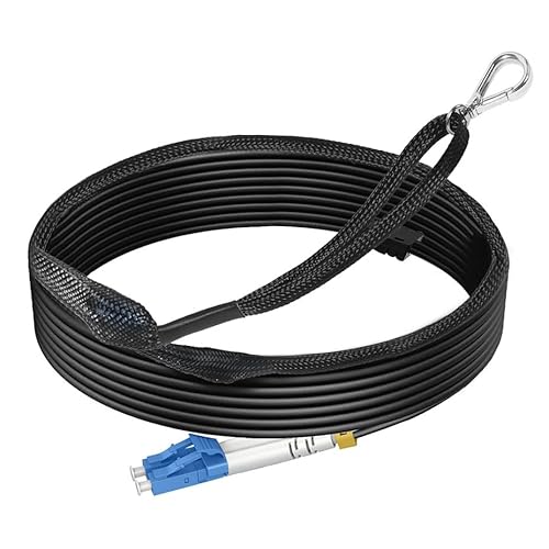 330ft/100m OS2 LC to LC SM Single Mode Outdoor Armored Fiber Patch Cable, Direct Burial Industrial TPU, 10GB Duplex (9/125) with Pulling Eye Kit, OD 3mm, RamboCables