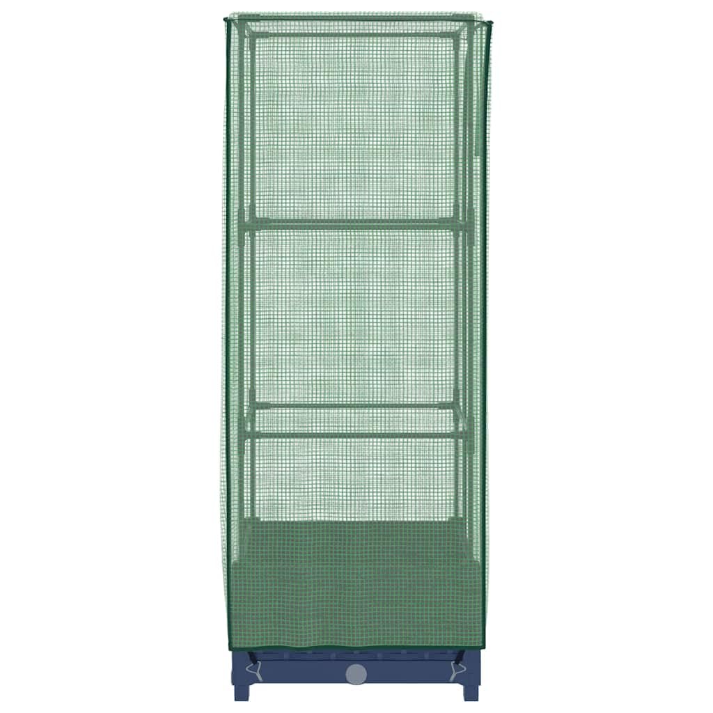 Bancal alto con accesorio de jardín con aspecto de ratán, 40 x 40 x 123 cm | Construcción de polipropileno, marco de tubo de hierro, cubierta impermeable, ventilación con cremallera